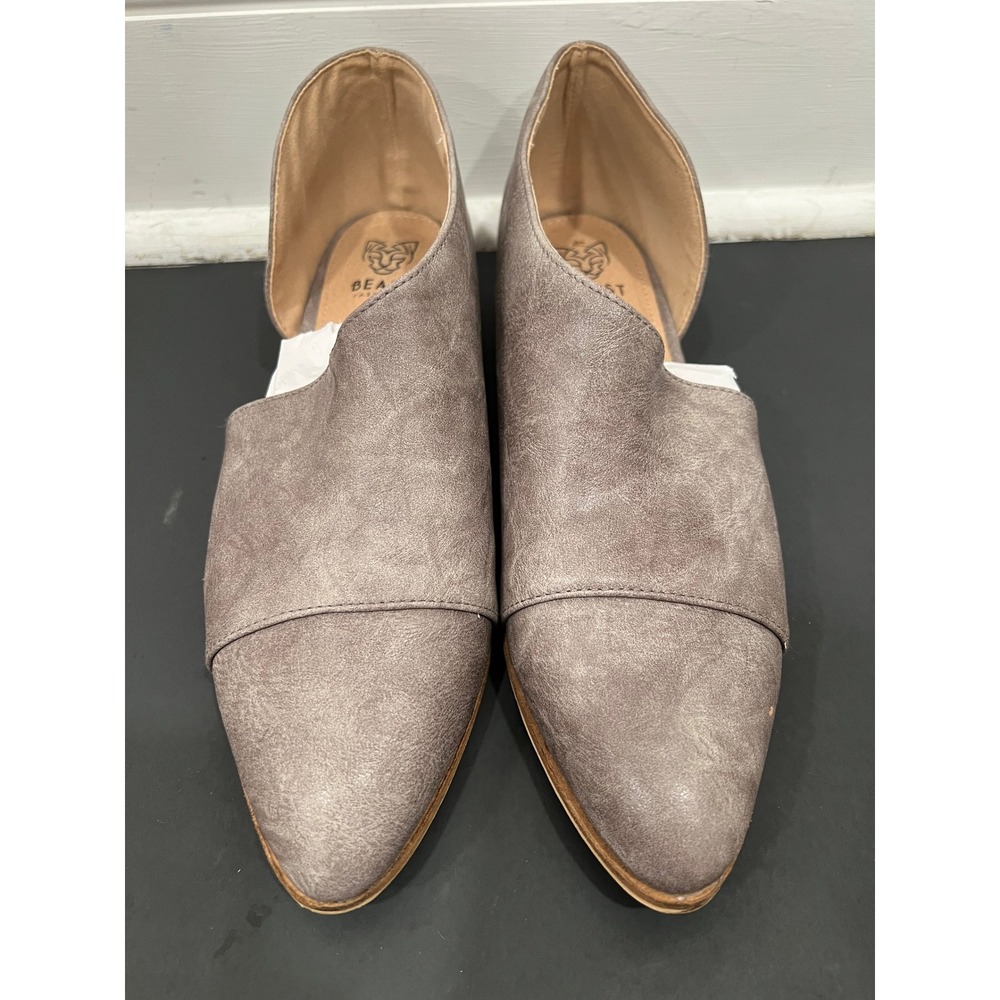 Beast Fashion Flats Womens Gray D'Orsay Pointed Toe Cut Out Size 10 Low Heel